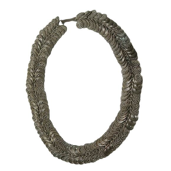 None Jewelry - Vintage Egyptian Revival Interlocking Coil Collar Necklace 18in